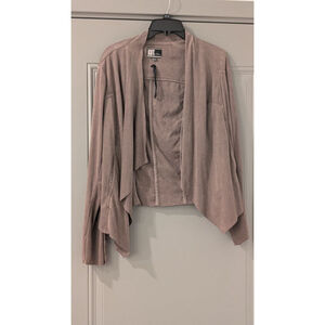 Women's KUT from the Kloth Taupe Faux Suede Drape Jacket L
